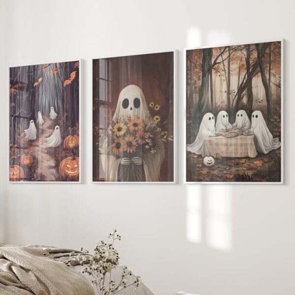 Charming and Spooky Art for Fall Season Poster - Image 3
