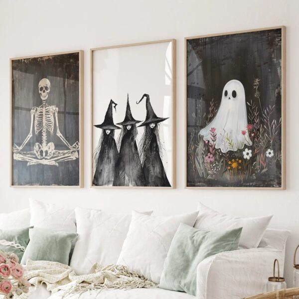 Dark Halloween Witches Wall Art Decor Print Set - Image 2