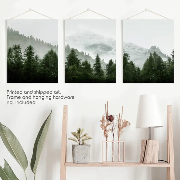 Green Mountain Forest 3 Piece Wall Art. Foggy Nordic Nature - Image 10