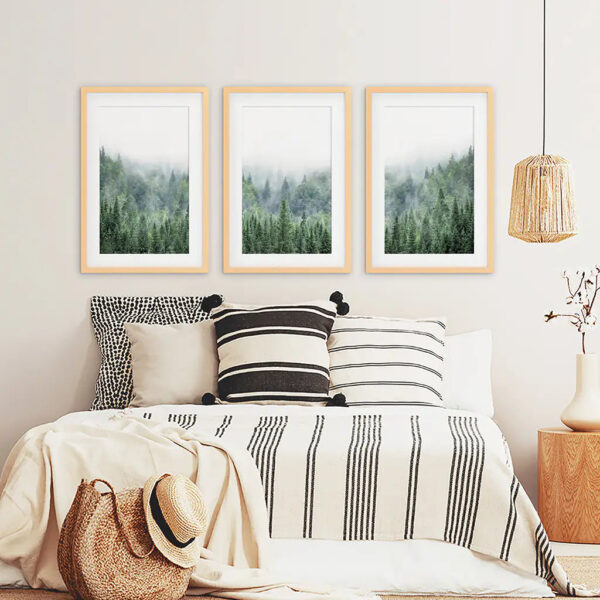 Nordic Nature Wall Art Set. Green Foggy Forest - Image 8